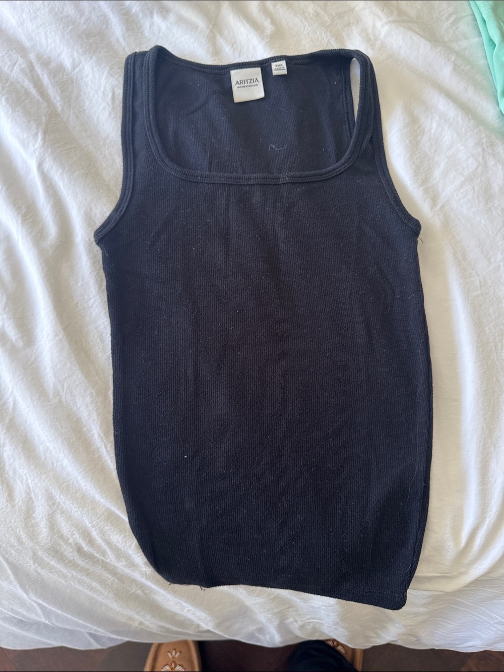 Aritzia Black Ribbed Square-Neck Tank